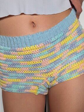 Handmade Crochet Multi Coloured Booty Shorts